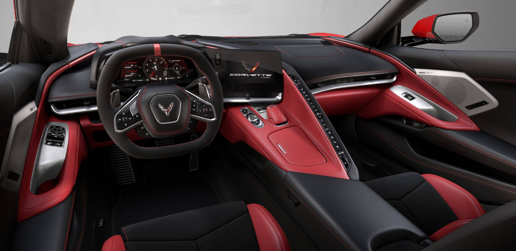 corvette interior jett black and adrenaline red | Corvette Singapore